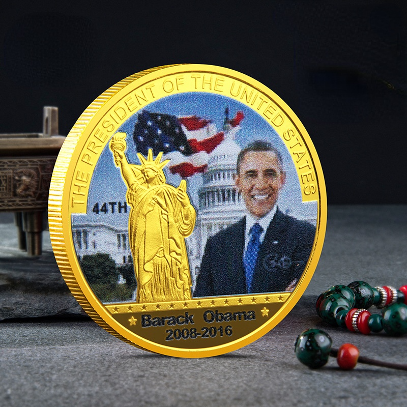 44th-moneda conmemorativa del Presidente de los Estados Unidos, moneda de oro de placa de Metal, monedas de desafío de oro y plata