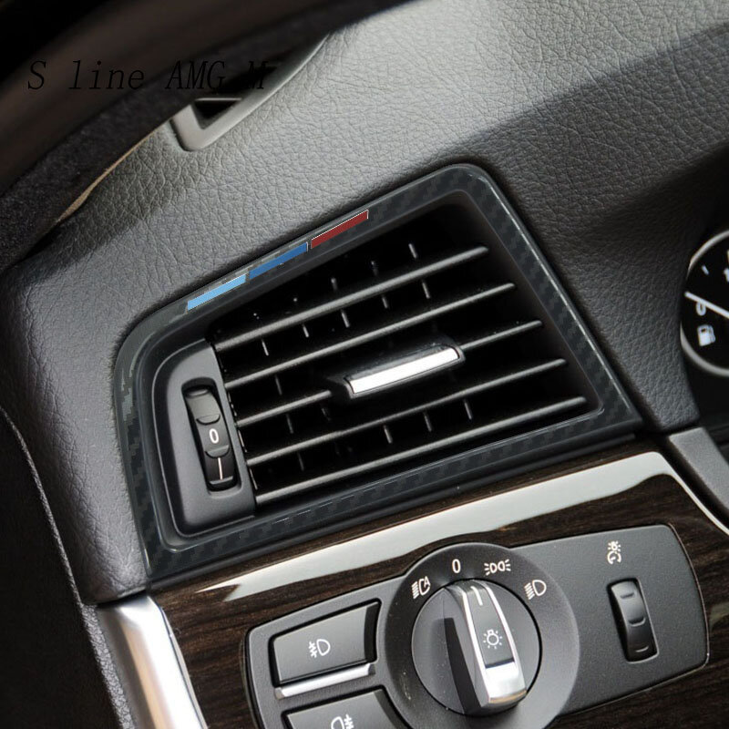 Autocollant de couverture en fibre de carbone pour BMW série 5 F10 F18, garniture de sortie de climatisation intérieure et avant pour voiture M Performance