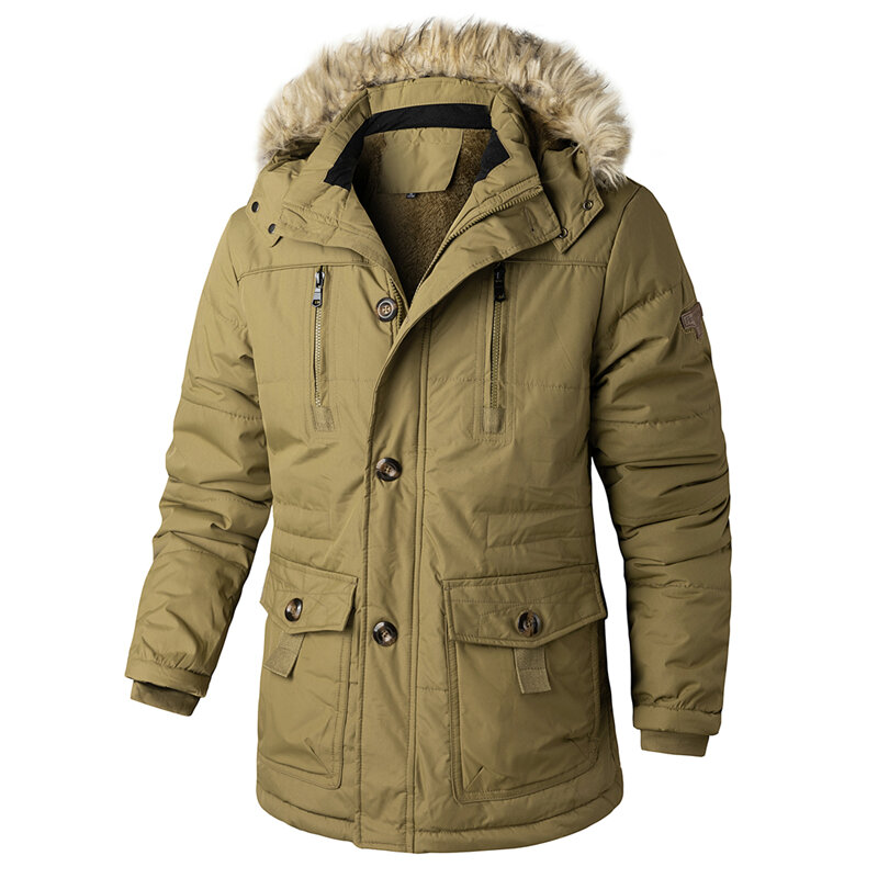 Мужская зимняя утепленная куртка, Повседневная ветрозащитная куртка с меховым воротником и капюшоном, большие размеры 7Xl, 2022
