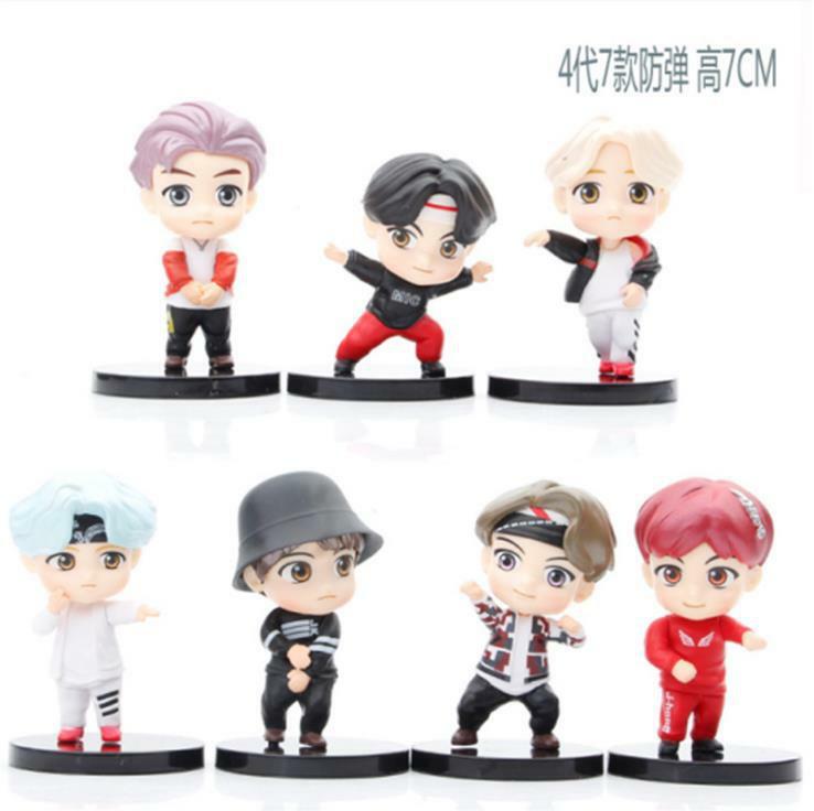 Bangtan – figurines d'action en PVC, 7 pièces/lot, petits animaux de compagnie, modèle de groupe KPOP Star TOP Funs, cadeaux d'anniversaire pour garçons
