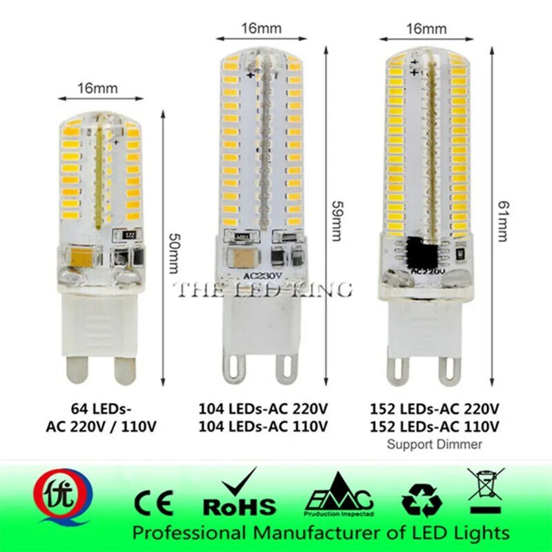 Bombilla LED G9 regulable para lámpara de araña, 9W, 12W, 15W, 21W, CA de 220V, reemplazo de 30W, 40W, 50W, lámpara halógena para iluminación del hogar, 1 Uds.