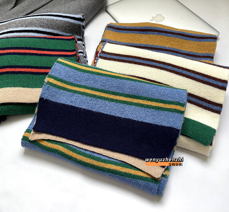 2021 Wholesale Soft And Comfortable Striped Scarf Female Winter Arctic Velvet Knitted Wool Scarf For Students And Children