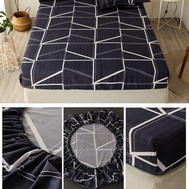 Junejour | 1 Bed Sheet or 2 Pillowcases Queen Size Bohemian Fitted Sheet with Elastic Single/King Size Bed Sheets Set