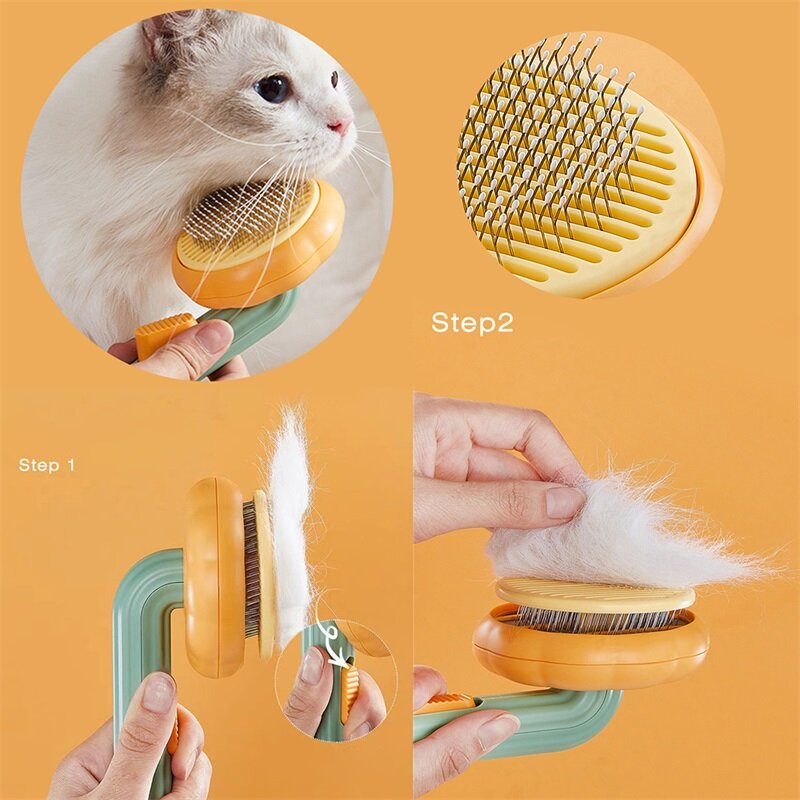 New Pet Cat Comb Dog Hair Removal Selfcleaning Flea Comb For Cat Dog Grooming combs Clean Brush Cat Hair Remover Brush Pet