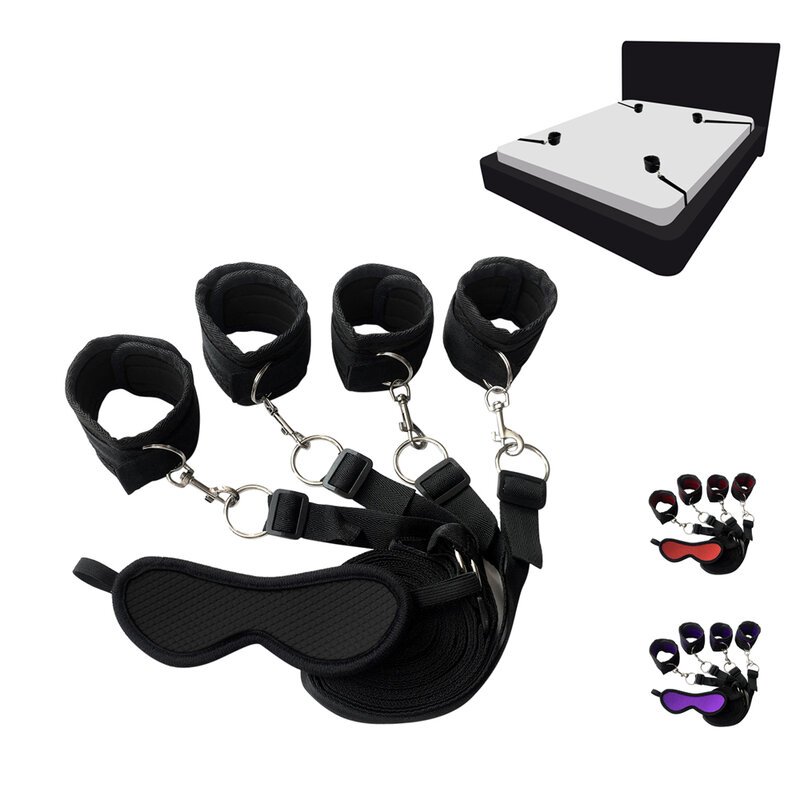 Sex Toys For Couples BDSM Bondage Set Under Bed Restraint Strap Handcuffs & Ankle Cuffs & Eye Mask Adults Games Erotic Products