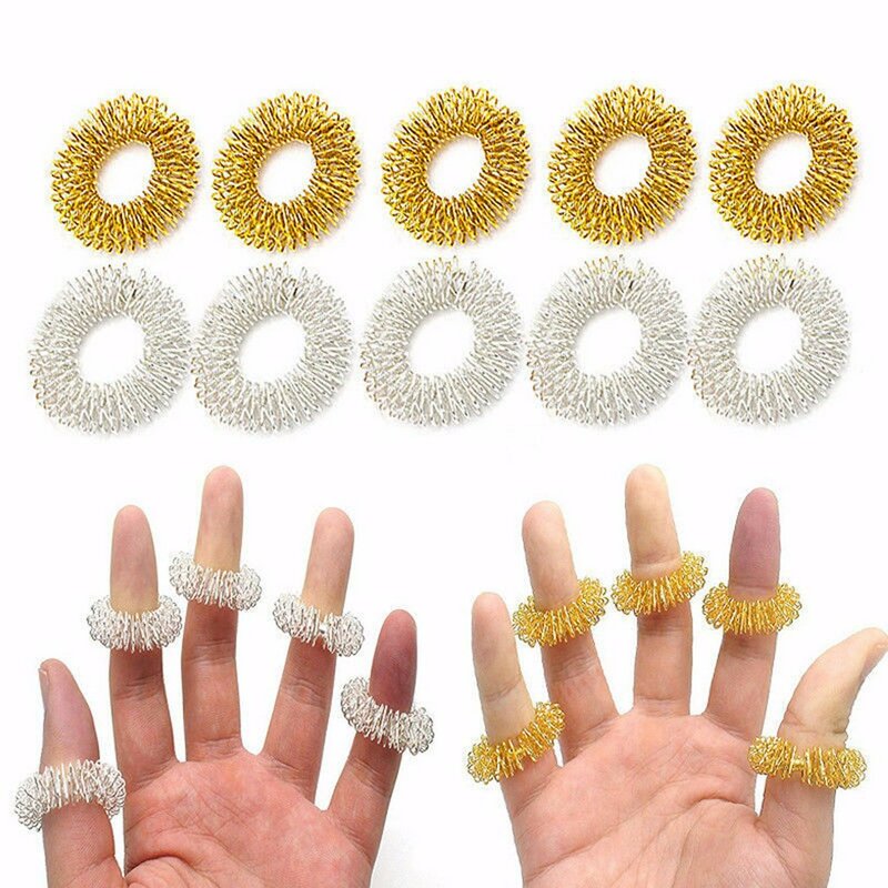 Jouets sensoriels créatifs, anneaux de doigts, anti-Stress, masseur, jouets anti-Stress, anneau d'acupression, 10 pièces