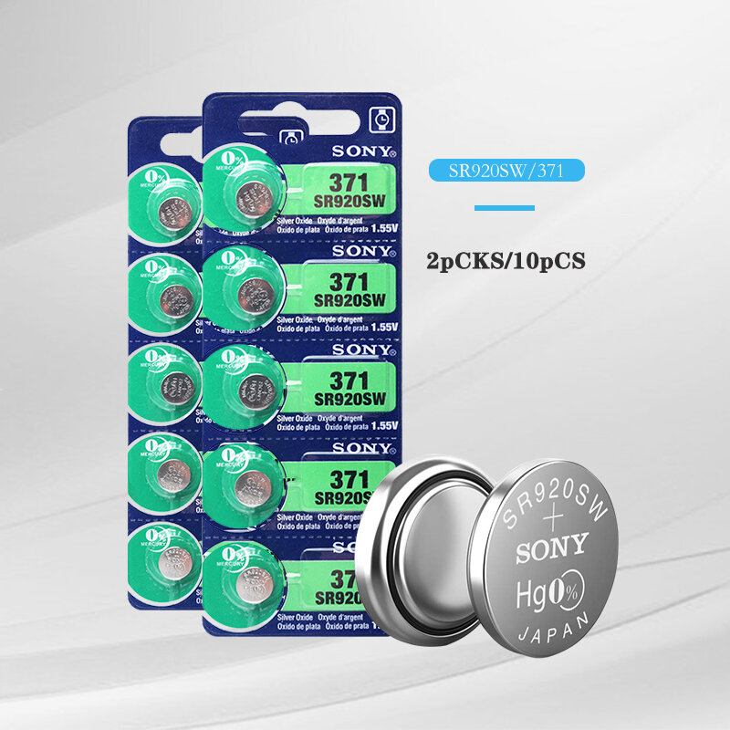 Lote de 5 piezas Sony 100% original 371 SR920SW 920 SR920 1,55V batería de reloj 371 SR920SW SR920 botón de celda de moneda hecho en Japon 0% Hg