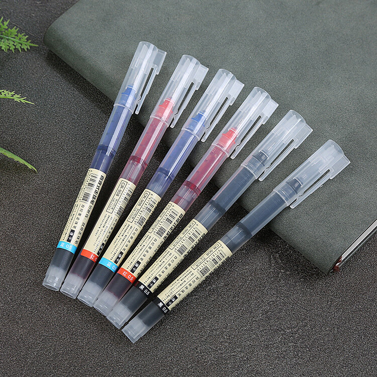 Ensemble de stylos à gel liquide lisse, 1 lot de stylos à bille roulante de couleur 0.5mm, police d'art, papeterie scolaire et de bureau