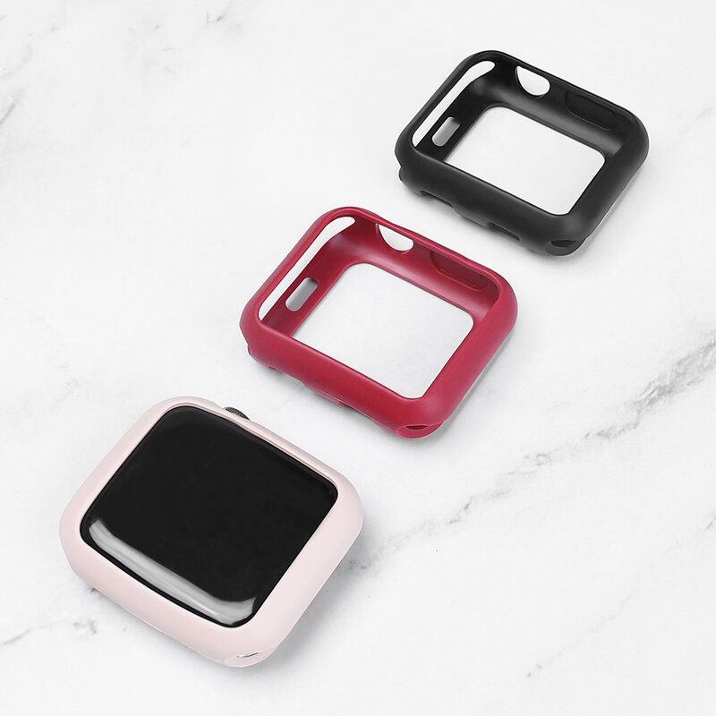 Capa de silicone macio para apple watch, capa protetora para iwatch band 3 2 1 séries 38mm 42mm, acessórios para iwatch band 4 5 44mm 40mm