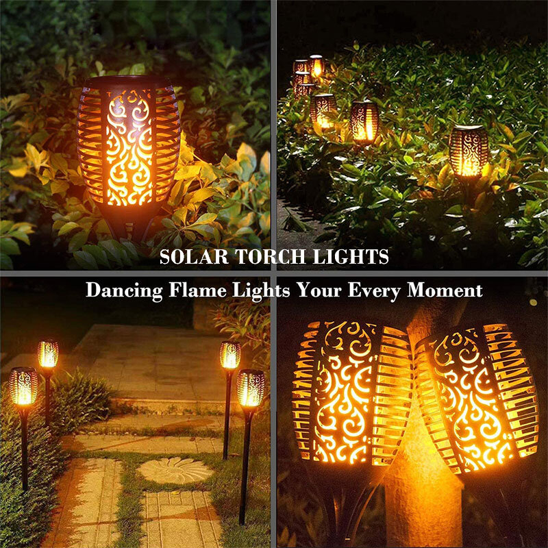 Outdoor Solar Flame Torch Light Flickering Waterdichte Tuin Decor Landschap Gazon Lamp Path Verlichting Auto Schemeringsdimmer 96 Led