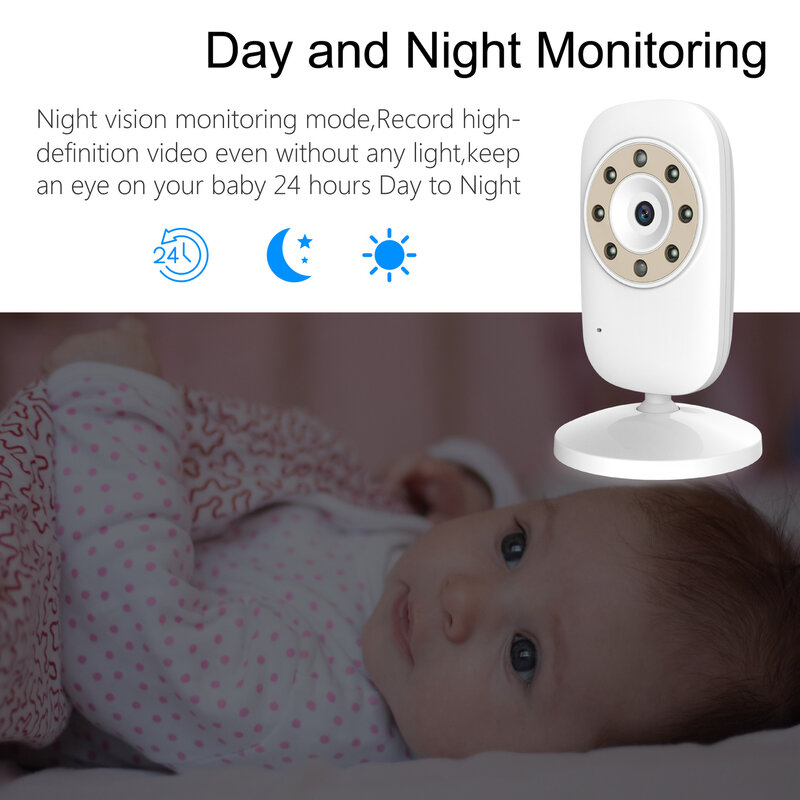 Monitor de bebé inalámbrico de 3,2 pulgadas, definición, aislamiento térmico, Monitor de bebé niñera, visión nocturna, intercomunicador bidireccional, cámara
