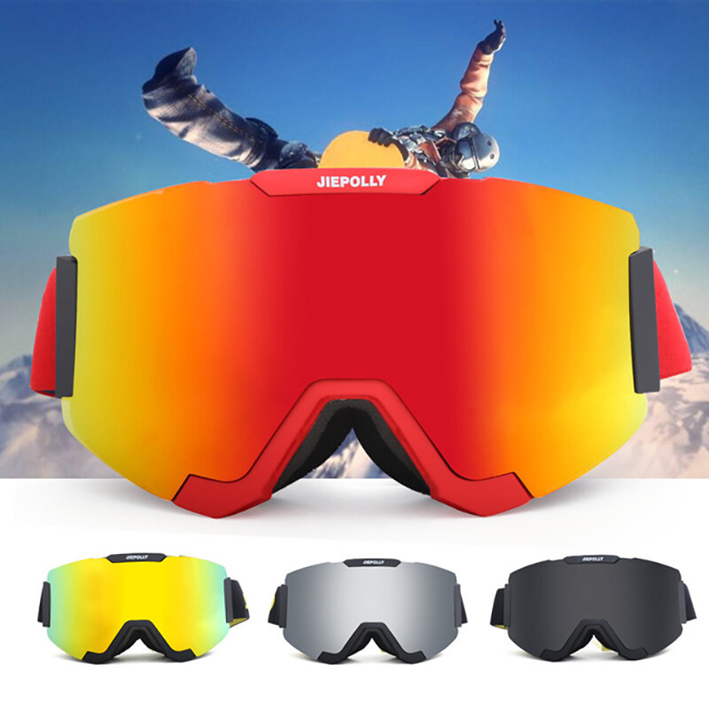 Dorosłych magnetyczne gogle narciarskie HD Anti-fog gogle narciarskie zimowe odkryty gogle skuter UV400 gogle narciarskie snowboard okulary