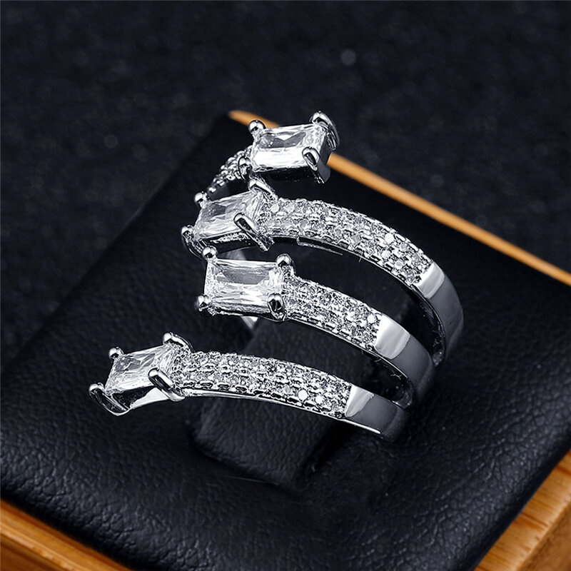 Anéis para mulheres, novo estilo exclusivo, alta qualidade, brilhante, aaa, claro, branco, pedra cz, luxo, moda, anel aberto, anéis de dedo