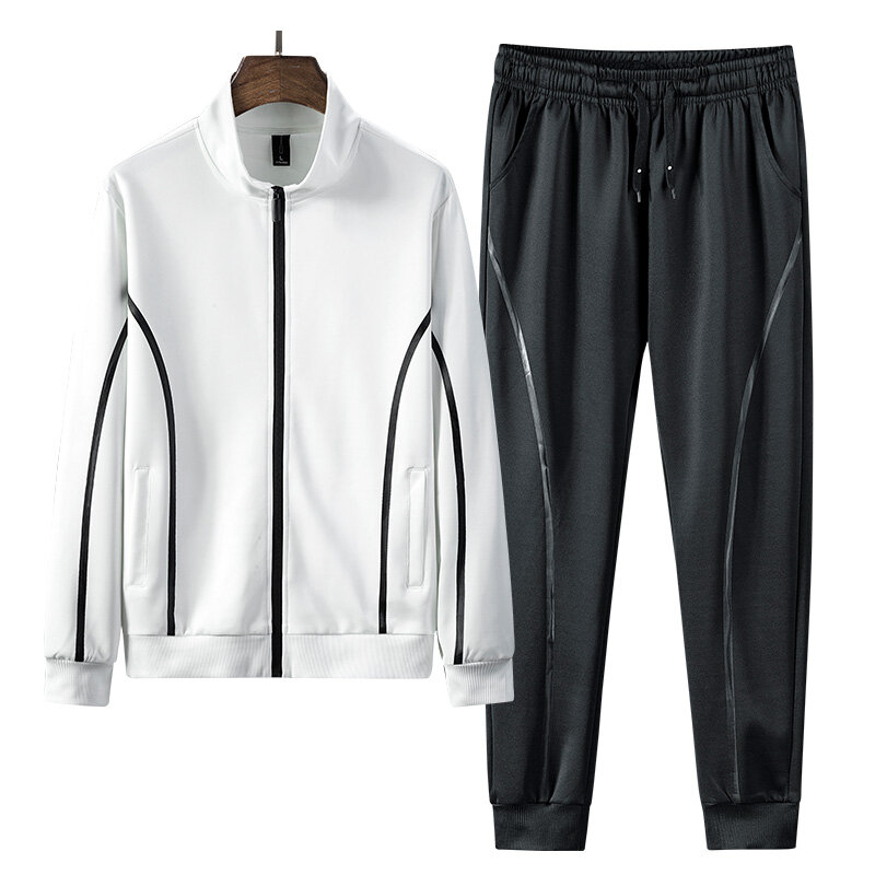 Pria Set Baru Kasual Pakaian Olahraga Pakaian Latihan Yg Hangat Fashion Sweatshirt Set 2PCS Jaket + Celana Pria Muda Musim Semi Musim Gugur Cocok