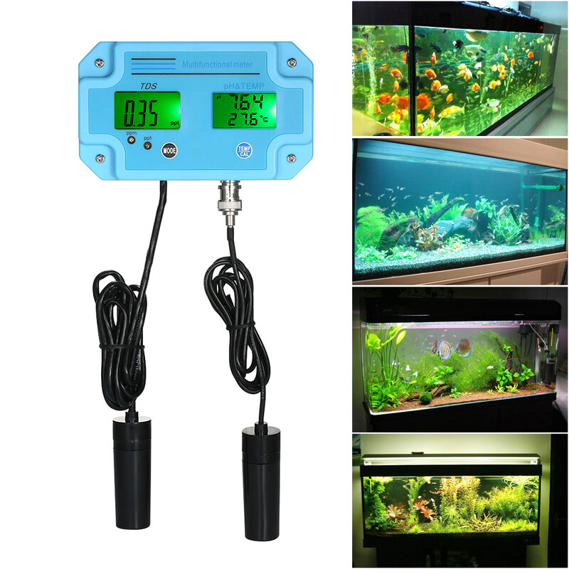 Digital PH EC TDS Meter Tester Temperature Pen Water Purity PPM Filter Hydroponic Suitable for Aquarium Pool Water Monitor