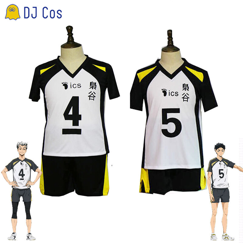 No.5 Akaashi Keiji No.4 Bokuto Koutarou Volleyball Uniform Cosplay Haikyuu Fukurodani Akademie Jersey Volleyball Team Top + Shorts