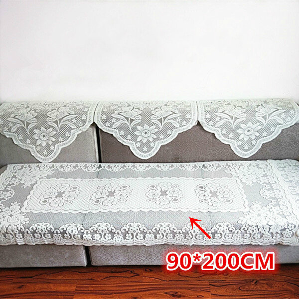 Exquisite Beige Jacquard Tulle Tablecloth Sofa Pad Handrail Cover Cloth Restaurant Microwave Oven Christmas Wedding Decoration