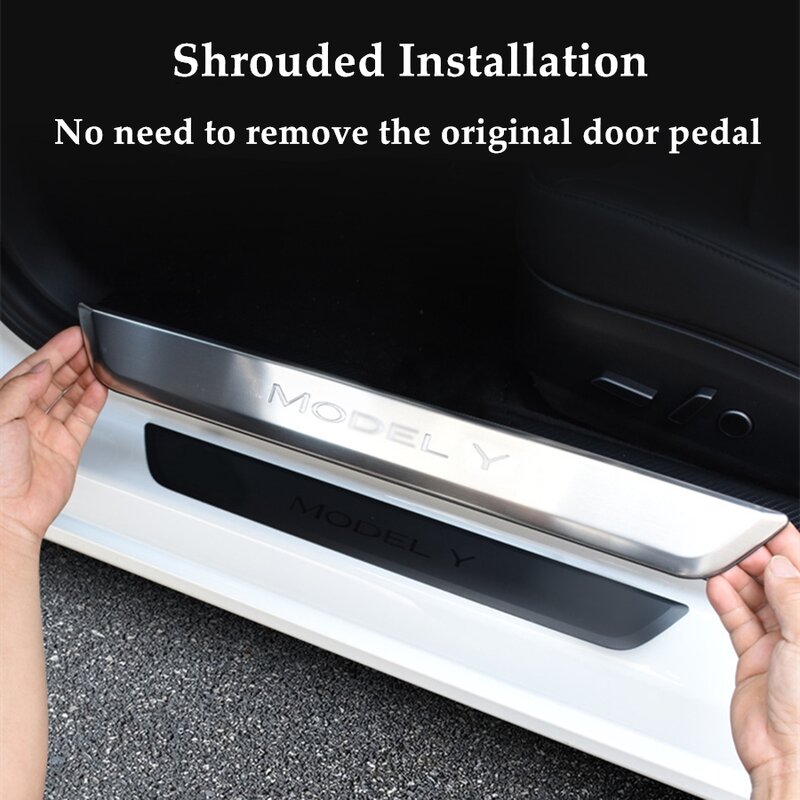 Customized for Tesla Model Y/3 2021 2022 New Led Illuminated Pedal Welcome Light Sill Plate Lamp Front Door Atmosphere Led Strip