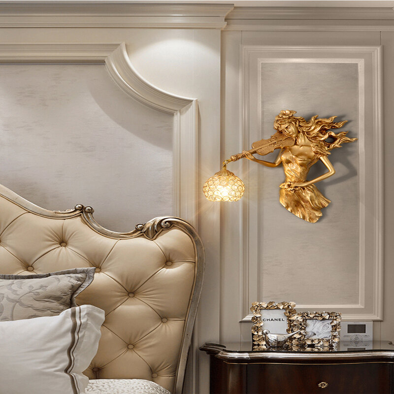 Europeu criativo lâmpada de parede cristal ouro decoração luxo lâmpada cabeceira sala estar quarto fundo da parede luz iluminação interior