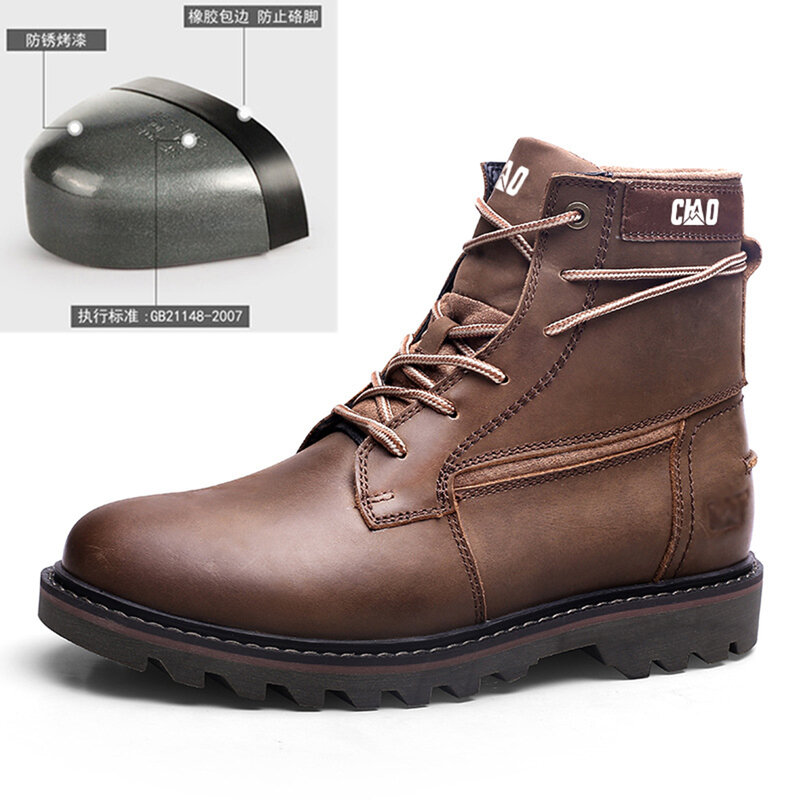 New Men 'S First Layer Cowhide Martin Boots,high-End Anti-Smash และ Anti-Puncture รองเท้ากลางแจ้ง High-Top รองเท้าหนัง