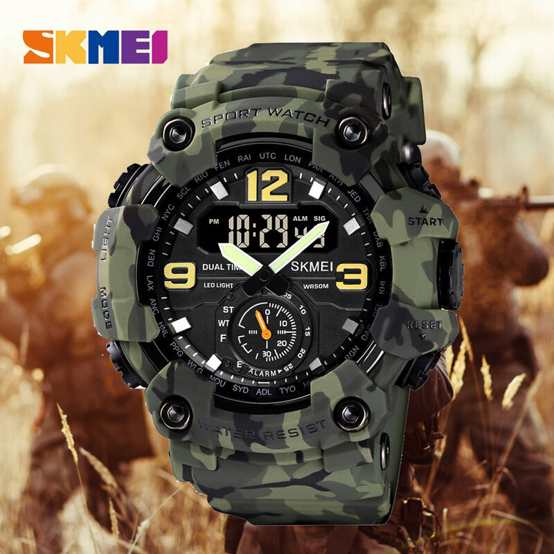 Skmei relógio digital de marca para homens, relógio militar original de novo estilo na moda, relógio esportivo, relógio de pulso redondo à prova d'água