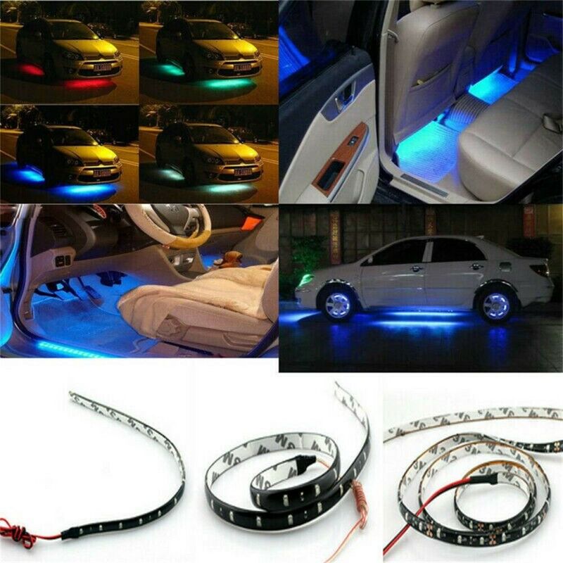 Tira de luces LED de circulación diurna para coche, 12V, impermeable, Flexible, 30CM, decoración interior, lámparas de ambiente