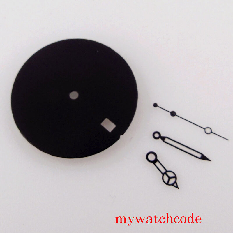 Esfera negra sin logotipo para reloj de pulsera, manecillas con abertura para fecha, movimiento automático NH35 NH36, 29mm
