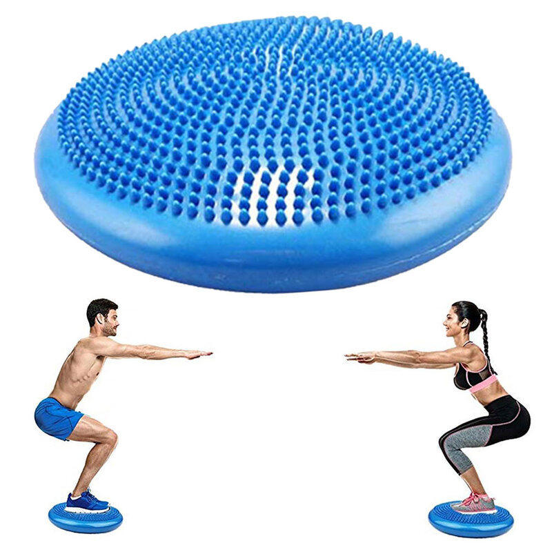 Balles de Yoga gonflables, tapis de Massage avec roue de stabilité et d'équilibre, coussin à disque, Durable, universel, pour l'entraînement physique, bleu