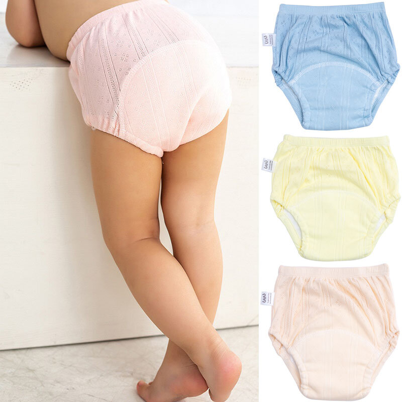 Fraldas de bebê reutilizáveis, de algodão, lavável, respirável, para verão, calças de treinamento, fralda infantil