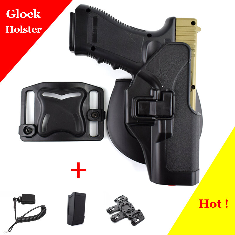 Coldre tático glock 17, 19, 22, 23, 31, 32, para airsoft, cinto, pistola, acessório de caça, mão direita
