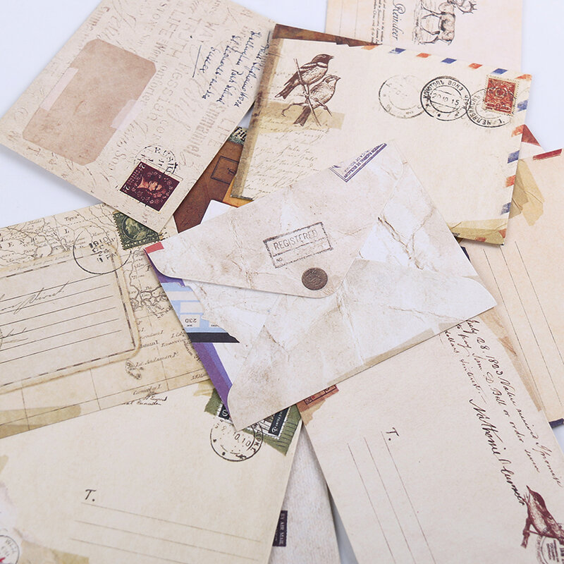 144 шт. Винтажный конверт из крафт-бумаги, милые мини конверты, винтажный европейский стиль для открыток, скрапбукинга, подарок