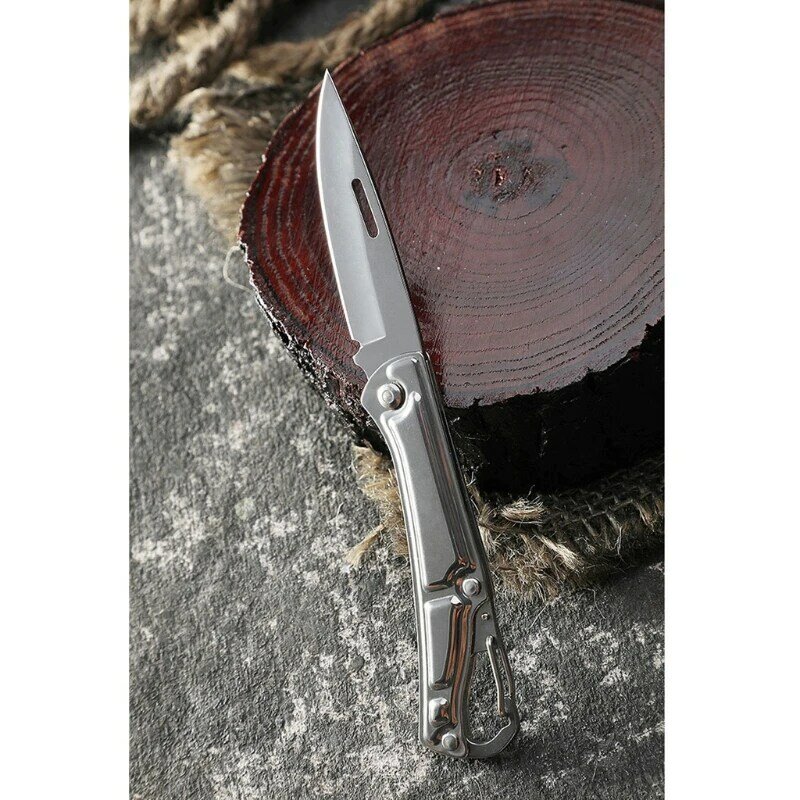 Cuchillo plegable de acero inoxidable para supervivencia, caza, Camping, pesca, escalada