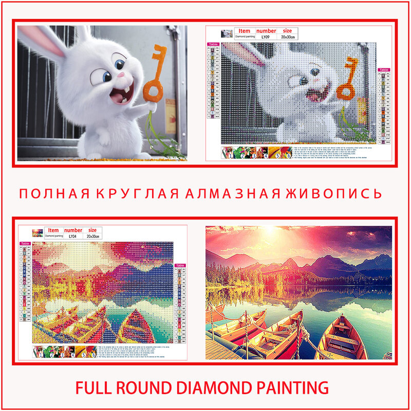 Pintura de diamantes redondos 5D, kit de pintura de bordado de punto de cruz, paisaje, mosaico de diamantes, decoración del hogar