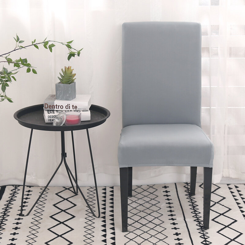 Fundas elásticas de LICRA para sillas de comedor, cubiertas universales de Color gris y negro, extraíbles, 1/2/4/6 Uds.