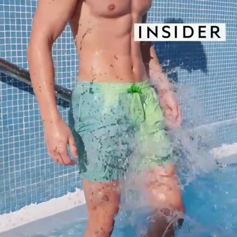 Magiczne zmiany kolorowa płyta spodenki letnie kąpielówki męskie stroje kąpielowe strój kąpielowy strój kąpielowy szybkie suche szorty kąpielowe spodenki plażowe Dropshipping
