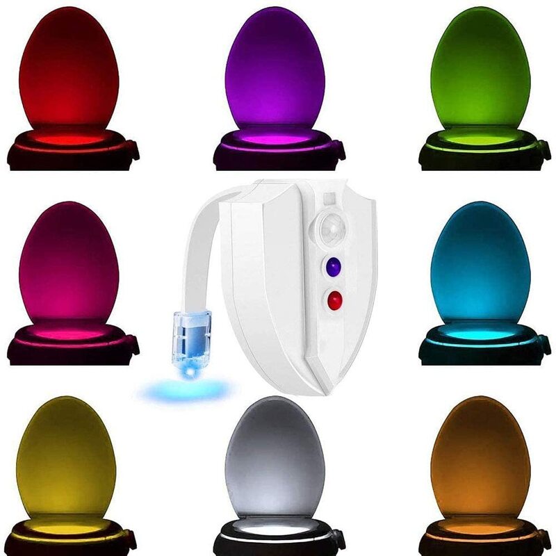 Lampada da toilette Smart PIR sensore di movimento 8 colori sedile WC LED luce notturna retroilluminazione impermeabile per lampada WC bagno