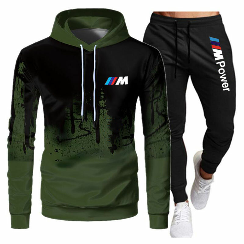 2021 Fashion Sets Mannen Sportkleding Sweatshirts + Jumper Hooded Herfst Lente Toevallige Lange Mouw Truien Sport Patchwork