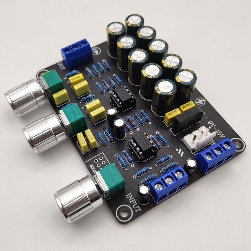 デュアルNE5532交換可能なトーンプリアンプボードo高音低音調整イコライザープリアンプトーンリモコンプリアンプ