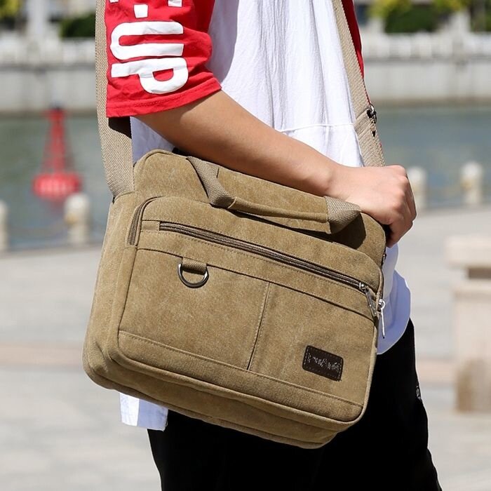 2019 spring new bag men's canvas bag Korean version messenger bag men's bag single shoulder diagonal bag leisure handbag