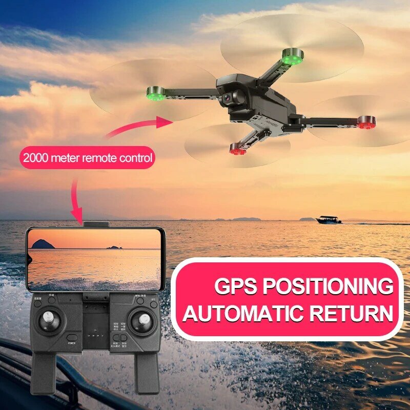 Dron con zoom 4K, cámara aérea HD profesional, Antivibración, Esc, 2000m, grande, 4 ejes, GPS, control remoto, avión quadrotor
