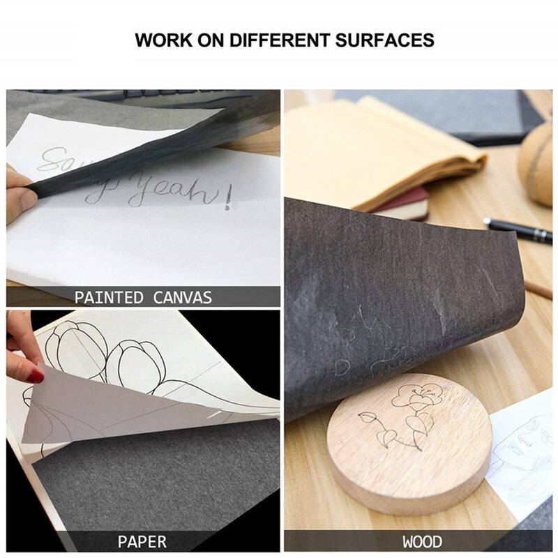 Pack of 100 Carbon Paper Transfer Reusable Painting Tracing Papers Picture Words Copy Stationery Students Teacher