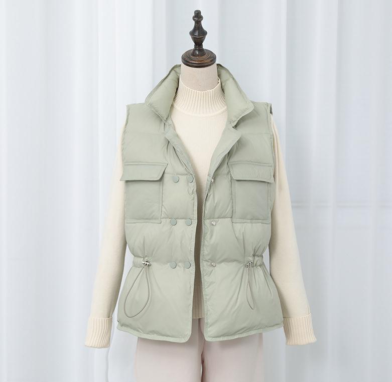 여성 겨울 가을 조끼 민소매 경량 짧은 섹션 양복 조끼 솔리드 컬러 여성 섹시한 한국 Windproof 조끼 K1501