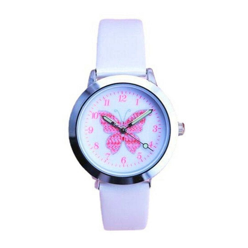 Reloj de mariposa para niños, pulsera electrónica de cuarzo a prueba de agua, con puntero luminoso, ideal para regalo de estudiantes y niñas