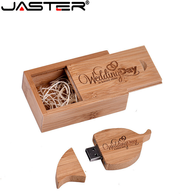 JASTER pendrive 승진 나무로되는 잎 모양 모양 U 디스크 USB + 상자 USB 2.0 4 gb / 8 gb / 16 gb / 32 gb / 64 gb 저속한 드라이브