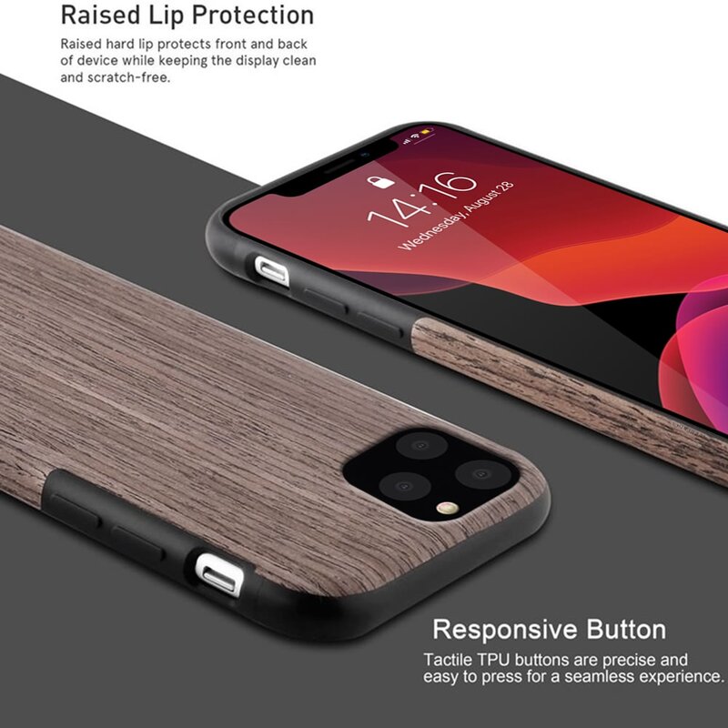 LAPOPNUT Case for IPhone 11 Pro Xs Max Xr X 7 8 Plus 6 6s 5 5s SE 2020 12 Mini Wood Grain Flexible Silicone Hybrid Slim Cover