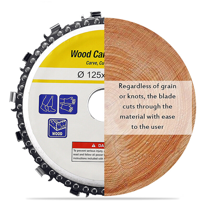 5 Inch Wood Grinder Disc And Chain 14 Tooth Fine Abrazive Cutting Chain 125x22mm Angle Grinder Wood Carving Disc