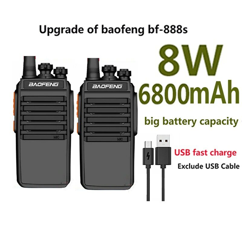 Baofeng-mini walkie-talkie con cargador rápido, dispositivo de audio UHF west, estación de Radio, radio CB, 2 unidades, bf-888s, 8W, 2021