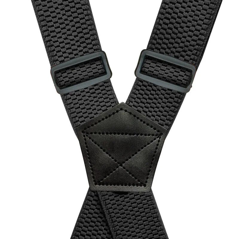 ผู้ชาย Heavy Duty Work Suspenders 3.8ซม.กว้าง X-Shape 4ตะขอสแน็ปอินหมุนปรับ Biker ยืดหยุ่นสโนว์บอร์ดกางเกง Braces