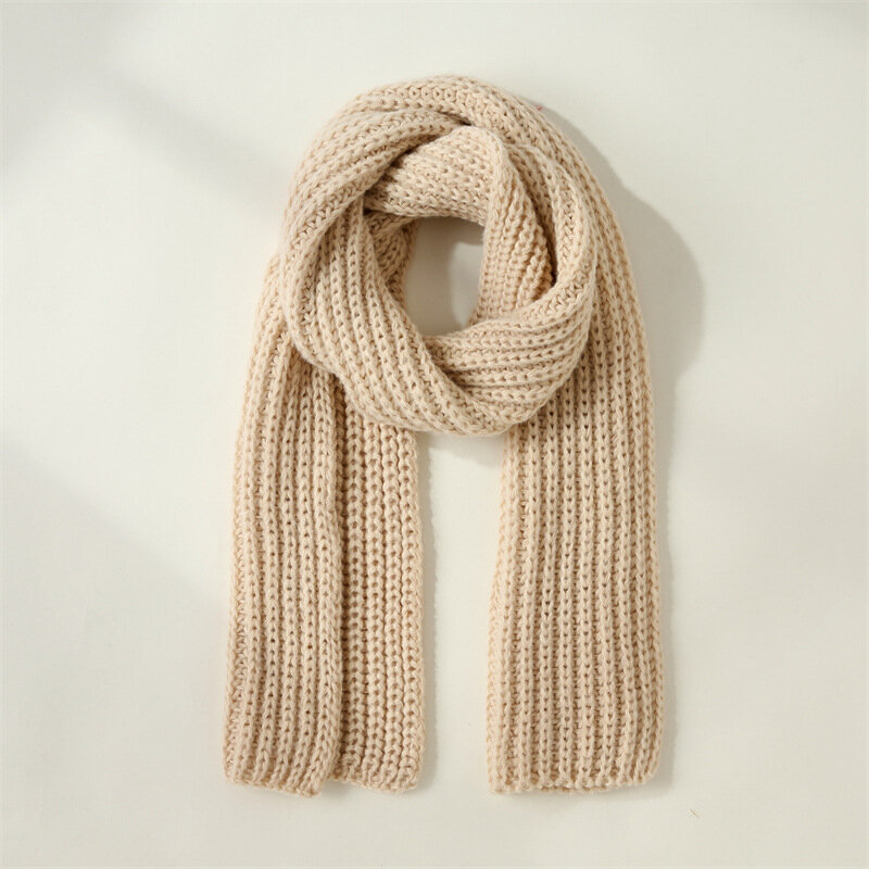 Scarf Women Autumn and Winter Retro Long Couples Knitted Solid Rib Scarves Soft Tourism Go Out Thick Warm White Black Neck Wrap