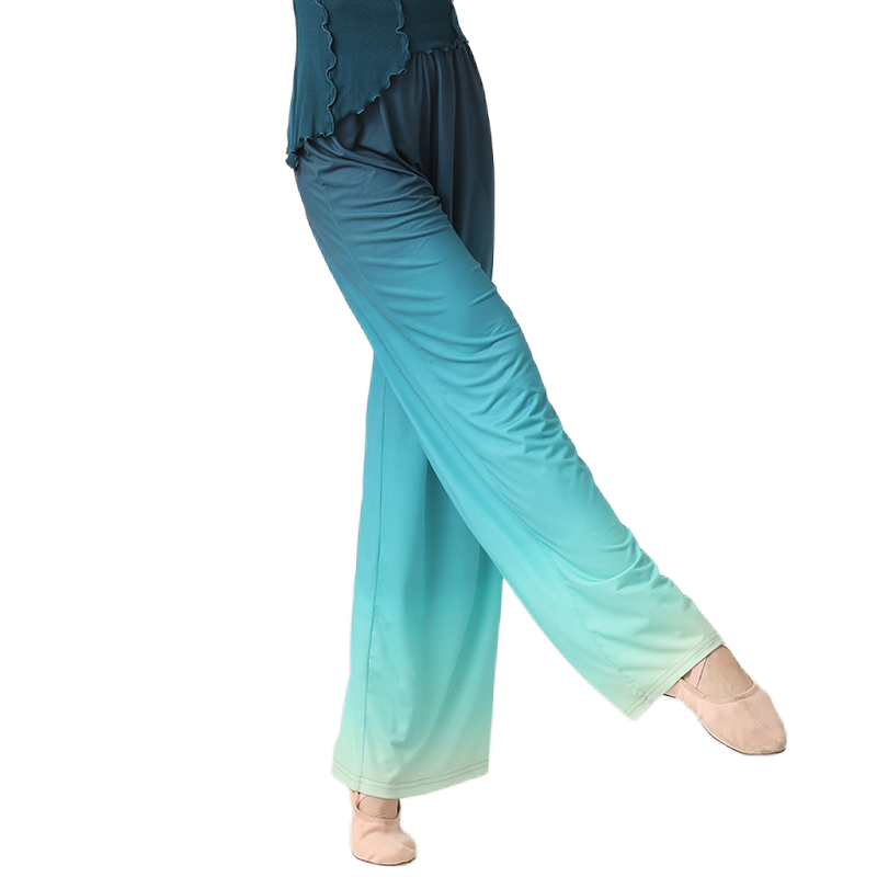 2022 primavera feminino dança clássica chinesa calças de perna larga gradiente cor traje de dança elegante clássico calças femininas 2xl
